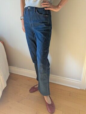 Aritzia Denim Forum Cowboy Jeans. High-Rise Straight Leg Jeans - Dark Blue